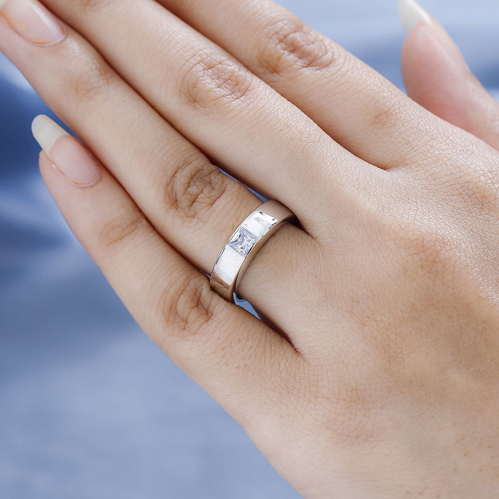 D'Joy Moissanite Solitaire Band Ring in Platinum Overlay Sterling Silver_7616290_2