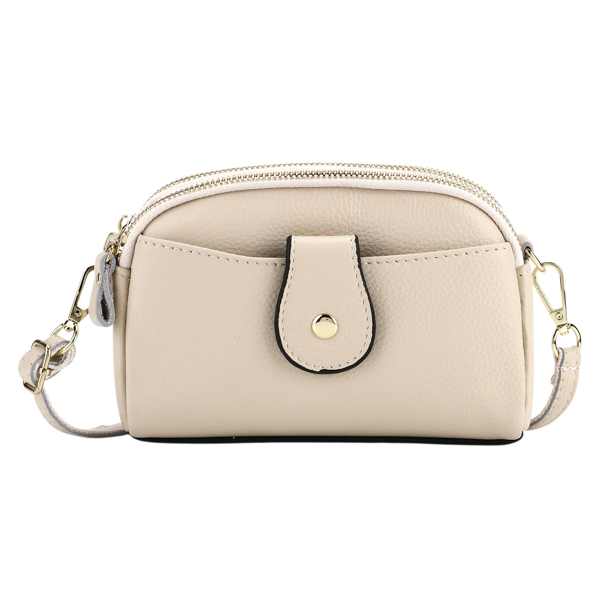 Set of 2 - 100% Genuine Leather Crossbody Bag &amp; Card Wallet with RFID Protection - Cream 7617216 3