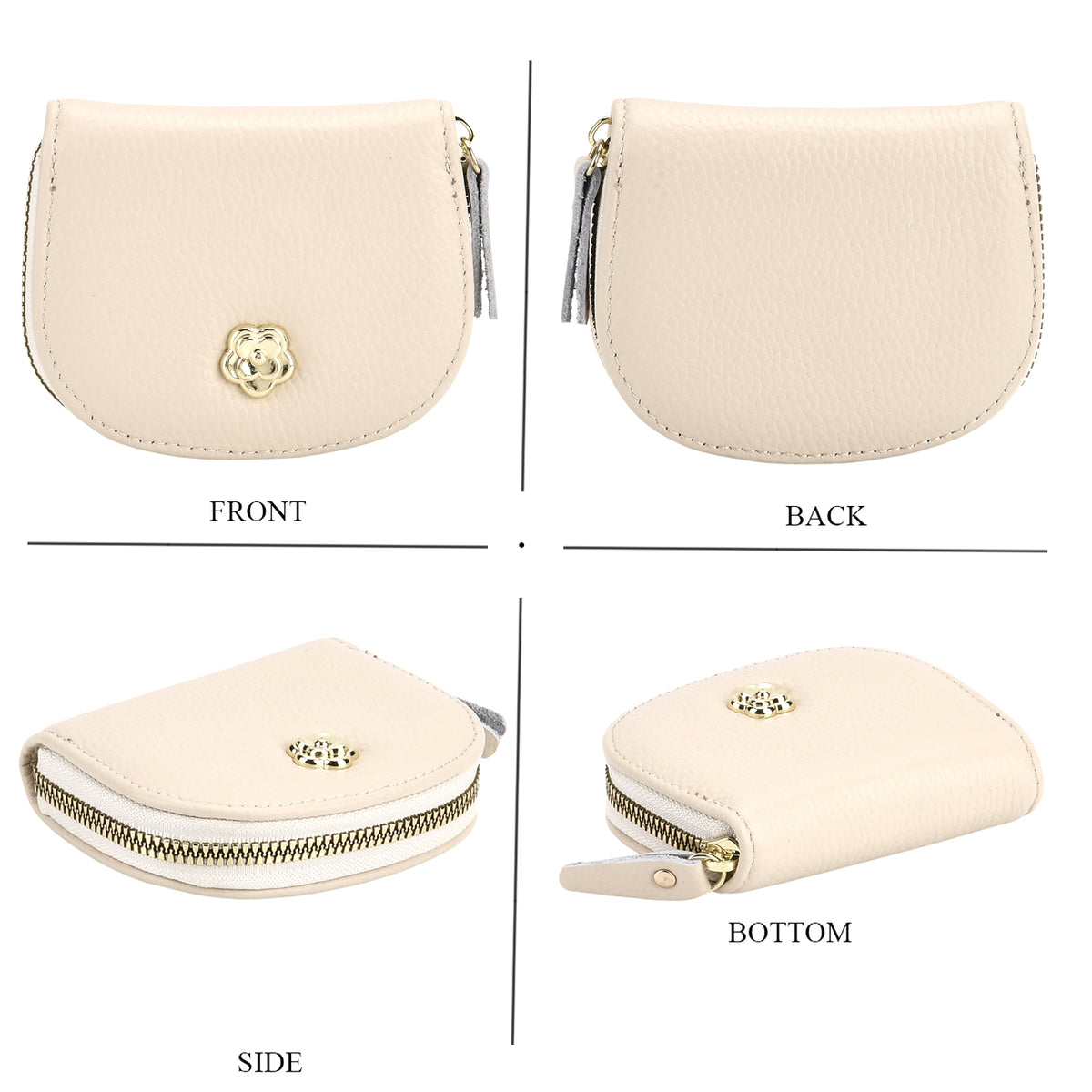 Set of 2 - 100% Genuine Leather Crossbody Bag &amp; Card Wallet with RFID Protection - Cream 7617216 5