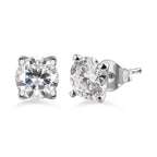 Royal Bali Collection - D'Joy Moissanite Solitaire Stud Earrings with Push Back in Platinum Overlay Sterling Silver 1.52 Ct._7617578
