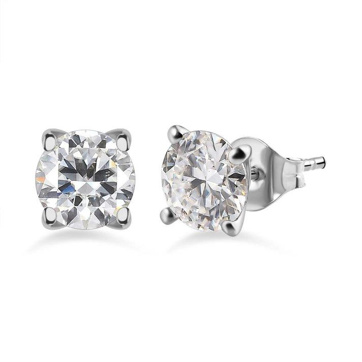Moissanite Solitaire Stud Earrings in Platinum Overlay Sterling Silver 1.50 Ct. 7617578 1