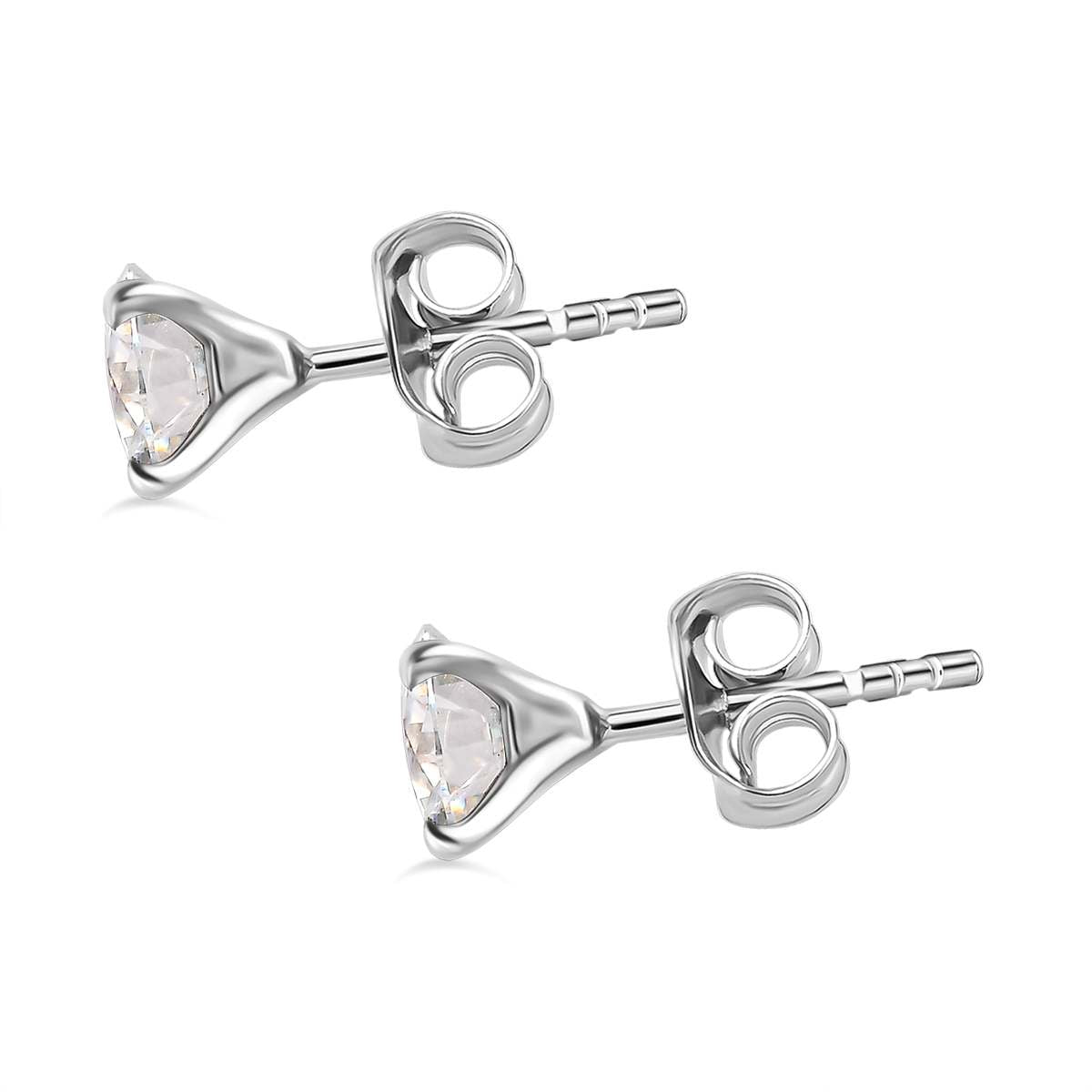 Moissanite Solitaire Stud Earrings in Platinum Overlay Sterling Silver 1.50 Ct. 7617578 4