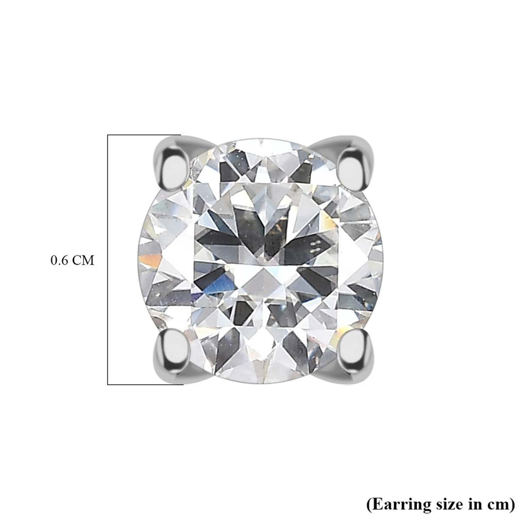 Royal Bali Collection - D'Joy Moissanite Solitaire Stud Earrings with Push Back in Platinum Overlay Sterling Silver 1.52 Ct._7617578_4