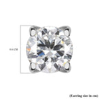 Royal Bali Collection - D'Joy Moissanite Solitaire Stud Earrings with Push Back in Platinum Overlay Sterling Silver 1.52 Ct._7617578_4