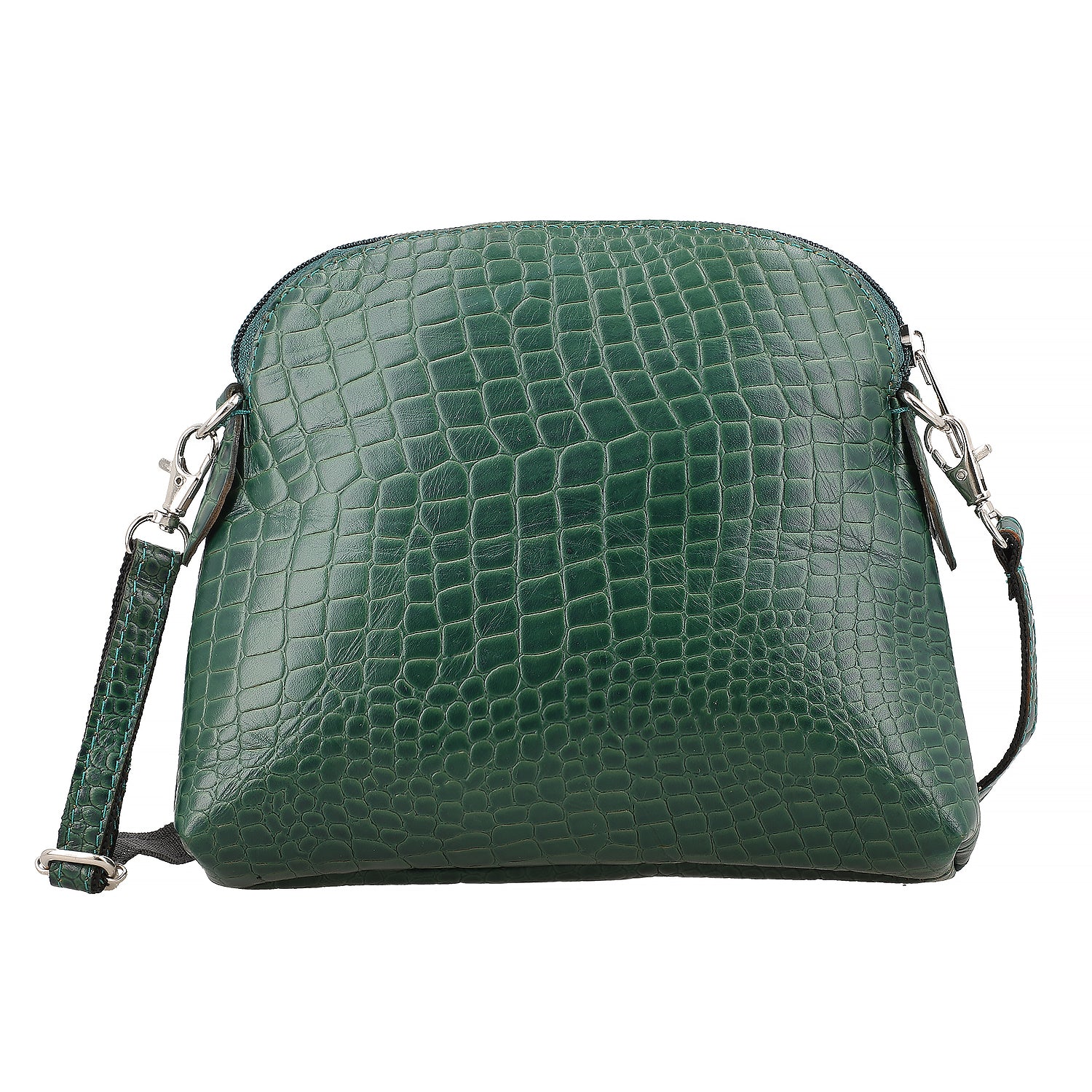 Genuine Leather Croc Embossed Crossbody Bag - Green V32528740 0