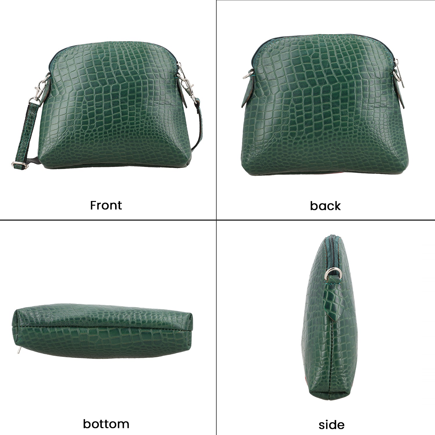 Genuine Leather Croc Embossed Crossbody Bag - Green V32528740 4