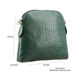 Genuine Leather Croc Embossed Crossbody Bag - Green_7617856_4