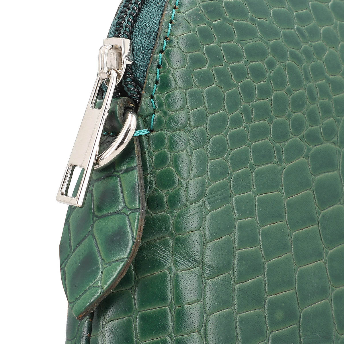 Genuine Leather Croc Embossed Crossbody Bag - Green V32528740 6