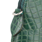 Genuine Leather Croc Embossed Crossbody Bag - Green_7617856_6