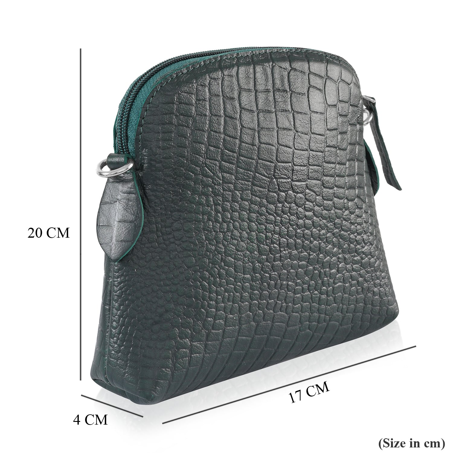 Genuine Leather Croc Embossed Crossbody Bag - Green V32528740 8