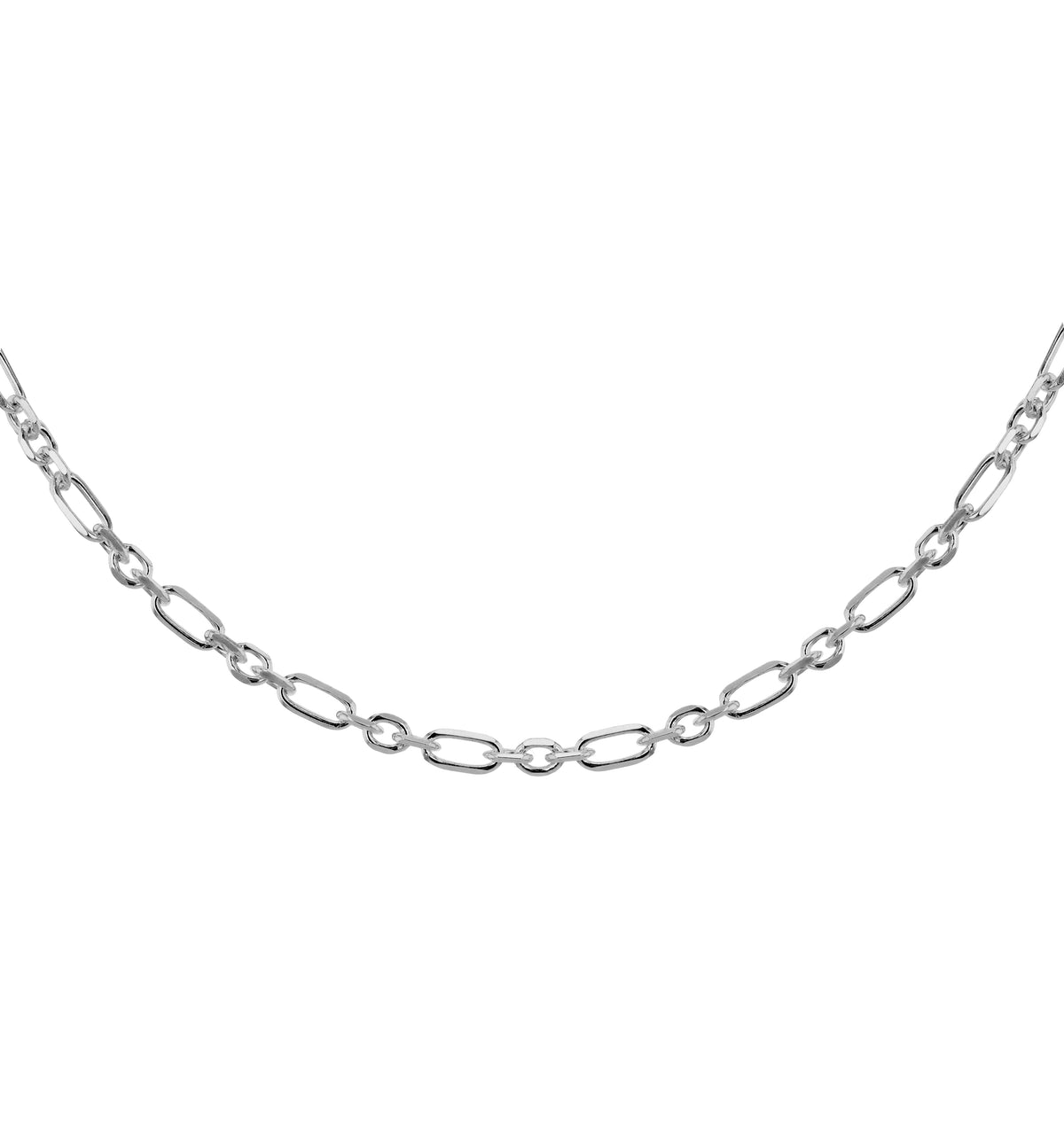 Sterling Silver Diamond Cut Short and Long Oval Belcher Chain 18 Inch 7617874 2