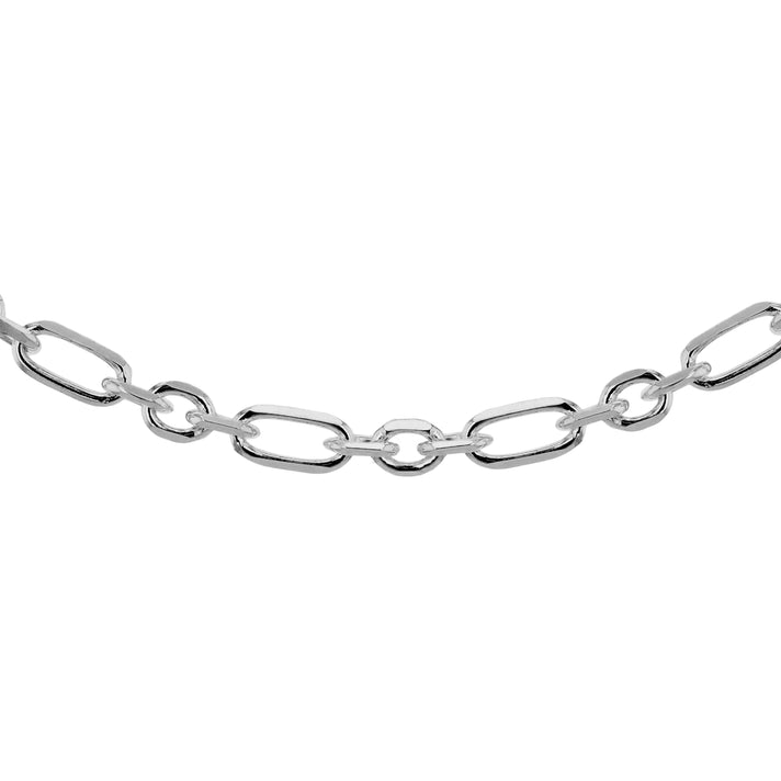 Sterling Silver Diamond Cut Short and Long Oval Belcher Chain 20 Inch 7617875 1