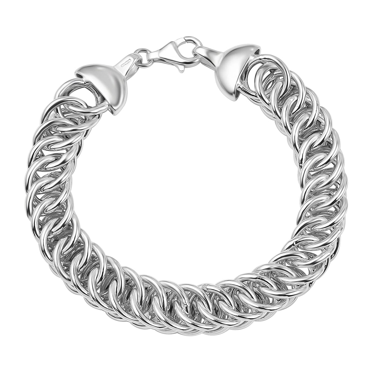 Sterling Silver Double Cuban Bracelet (Size 7.5) with Lobster Clasp, Silver Wt. 19.40 Gms. 7619707 0