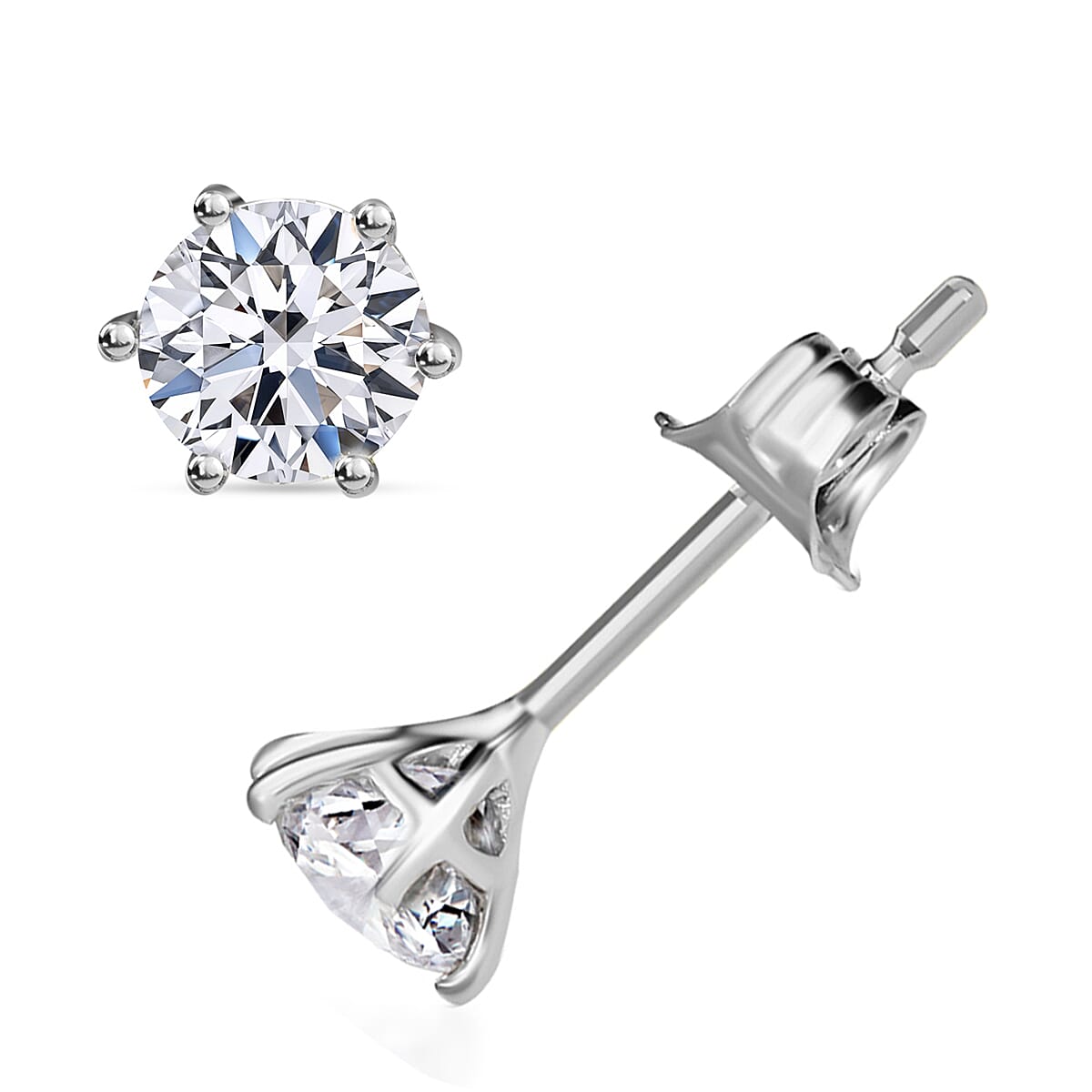 LUXURIANT 1 Ct. Lab Grown Diamond  Earring with Push Back in 14K White Gold SGL Certified V32529750 0