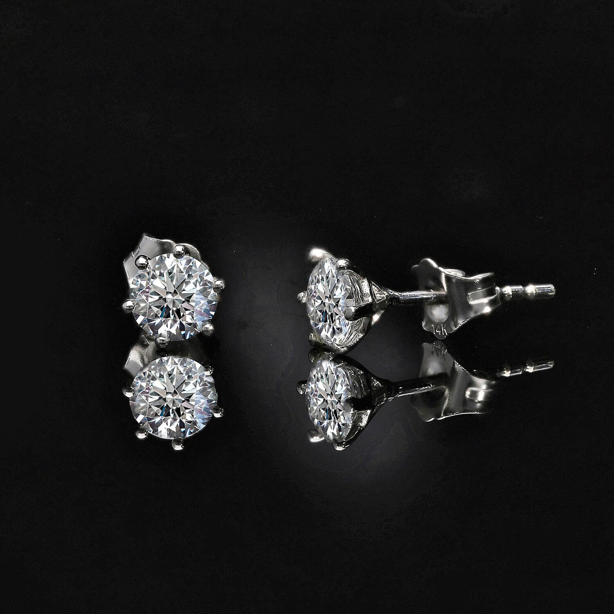 LUXURIANT 1 Ct. Lab Grown Diamond  Earring with Push Back in 14K White Gold SGL Certified V32529750 2