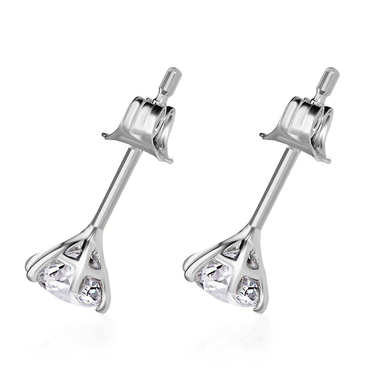 LUXURIANT 1 Ct. Lab Grown Diamond  Earring with Push Back in 14K White Gold SGL Certified V32529750 4