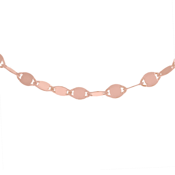 Sterling Silver Rose Gold Plated Flat Mirror 2.6mm Link Chain 18 Inch 7620589 1