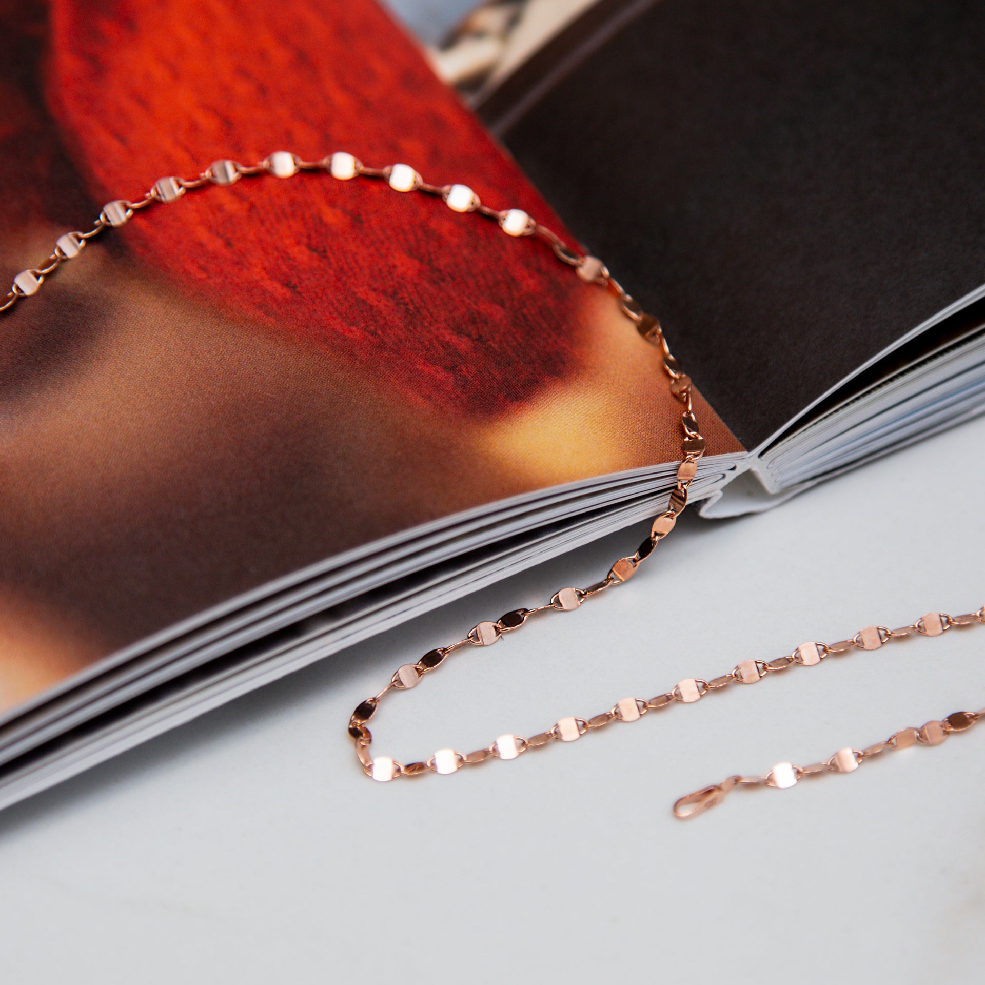 Sterling Silver Rose Gold Plated Flat Mirror 2.6mm Link Chain 18 Inch 7620589 2