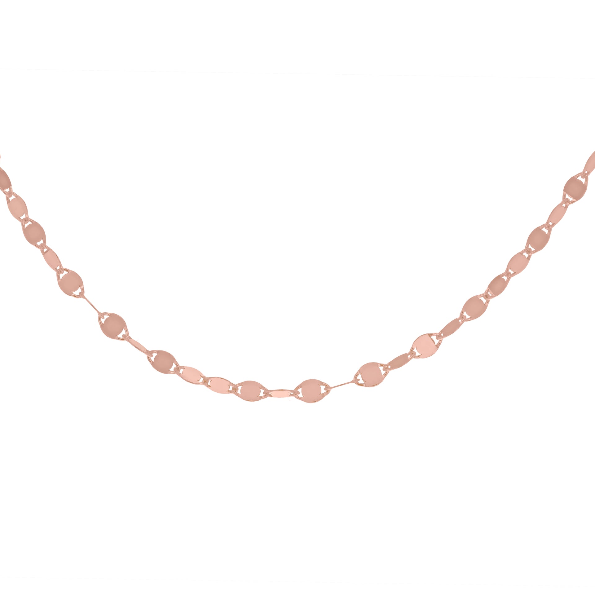 Sterling Silver Rose Gold Plated Flat Mirror 2.6mm Link Chain 18 Inch 7620589 3