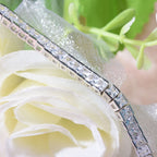 One Time Deal - White Cubic Zirconia Princess Cut Bracelet (Size - 8) with GB Lock Box in Rhodium Overlay Sterling Silver 15.70 Ct, Silver Wt. 11.44 Gms._7625847_1