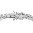 One Time Deal - White Cubic Zirconia Princess Cut Bracelet (Size - 8) with GB Lock Box in Rhodium Overlay Sterling Silver 15.70 Ct, Silver Wt. 11.44 Gms._7625847_2