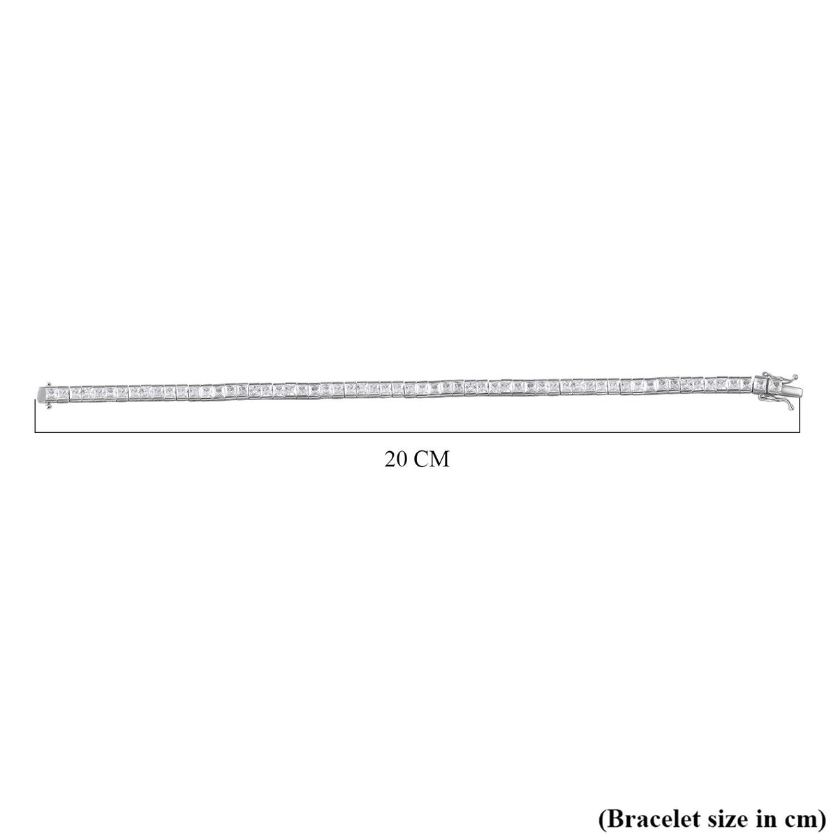 White Cubic Zirconia Princess Cut Bracelet (Size - 8) with GB Lock Box in Rhodium Overlay Sterling Silver 15.70 Ct. 7625847 3
