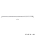One Time Deal - White Cubic Zirconia Princess Cut Bracelet (Size - 8) with GB Lock Box in Rhodium Overlay Sterling Silver 15.70 Ct, Silver Wt. 11.44 Gms._7625847_3