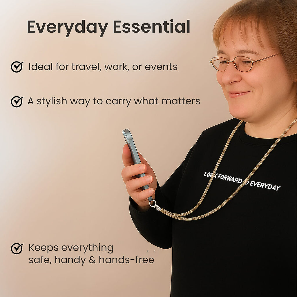 Hands-free multipurpose rhinestone neck strap for phone, keys and ID card