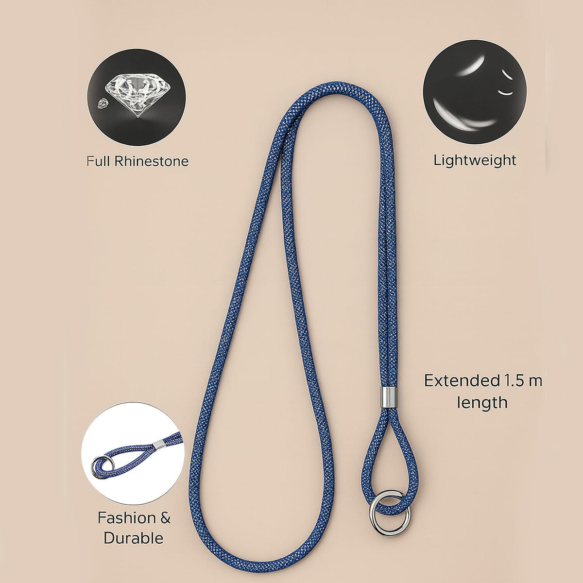 Hands-free multipurpose rhinestone neck strap for phone, keys and ID card V32535303 1