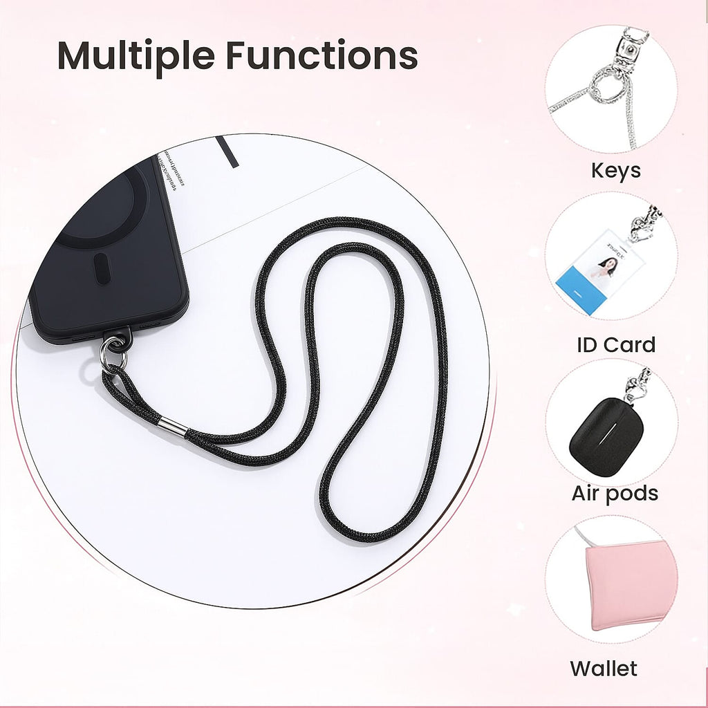 Hands-free multipurpose rhinestone neck strap for phone, keys and ID card