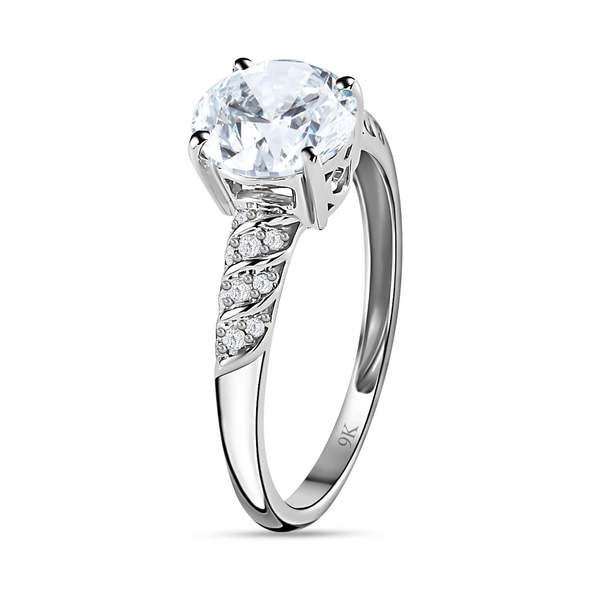 9K White Gold Moissanite Ring 1.59 Ct. V32517705 4