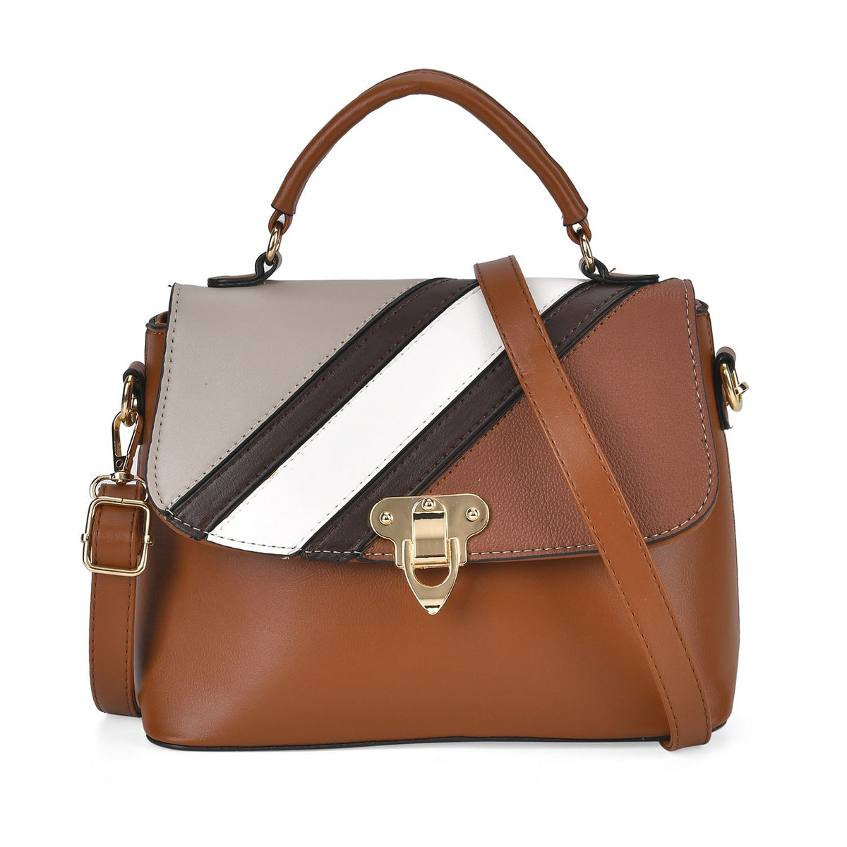 Elegant Patchwork Leatherette Crossbody Bag 7631366 0