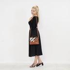 Elegant Patchwork Leatherette Crossbody Bag - Tan_7631366_1