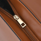 Elegant Patchwork Leatherette Crossbody Bag - Tan_7631366_5