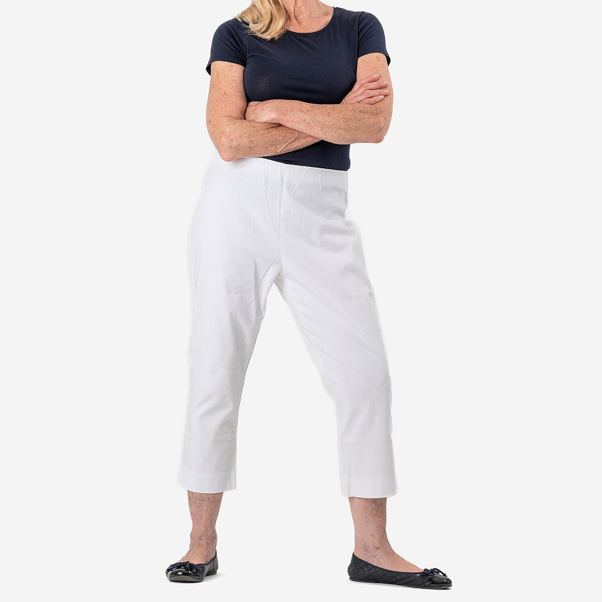 Tamsy White Stretch Twill Capri Jeans for Women - Cropped Fit (Size 20) -  White V32535866 0