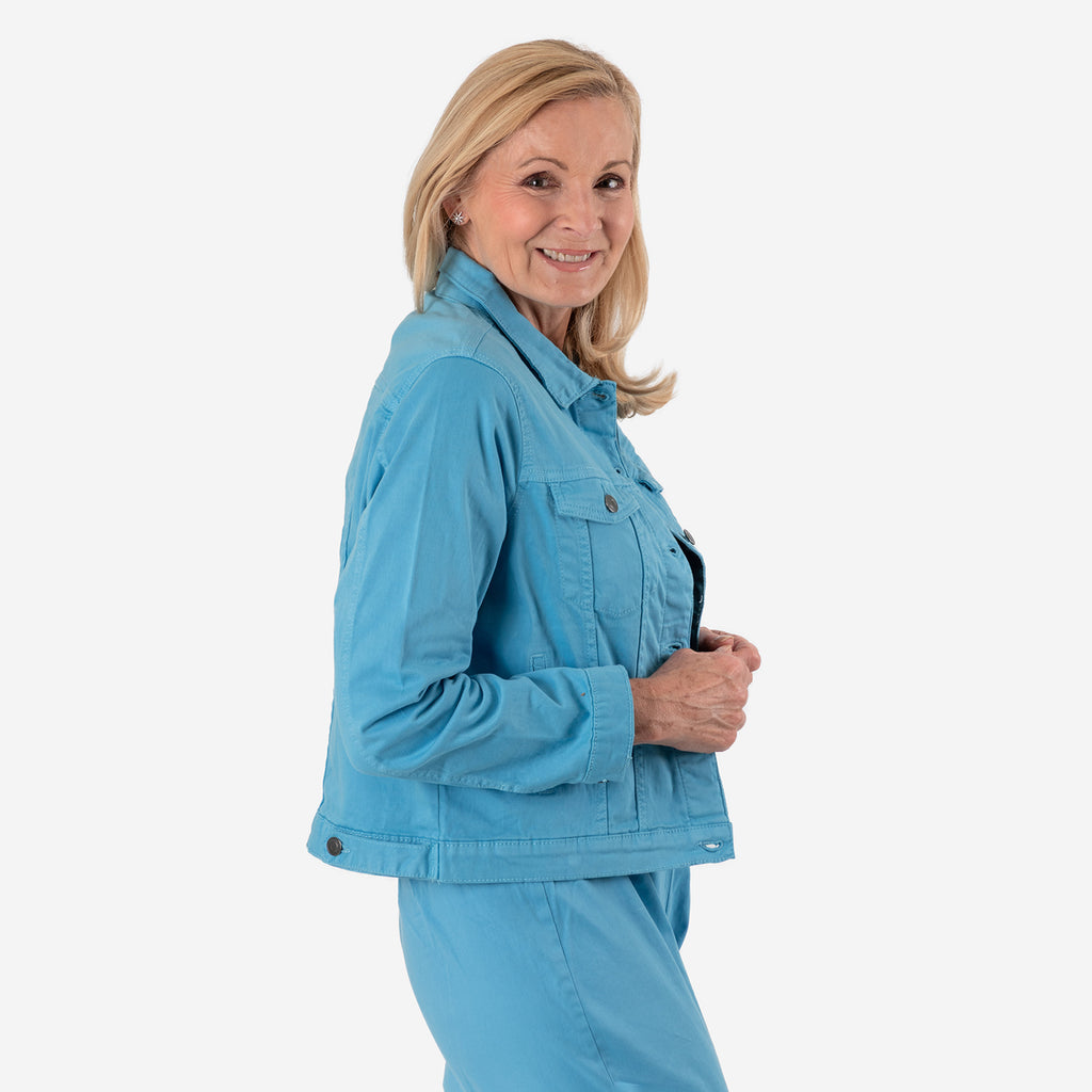 Tamsy Stretch Twill Jacket - Lightweight & Stylish (Size 14) - Turqouise_7632502_4