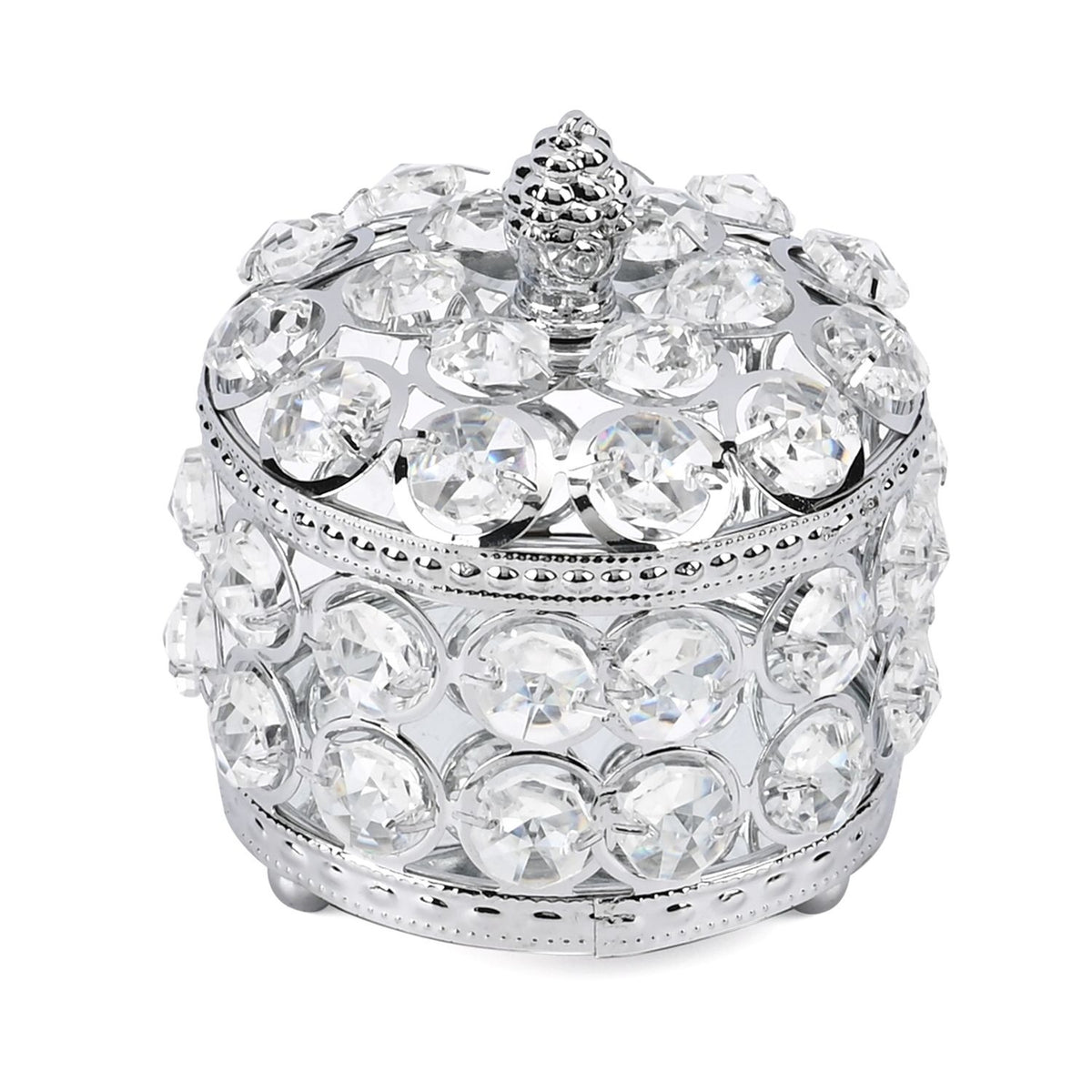 Round Crystal Studded Trinket Box - Silver V32714856 3