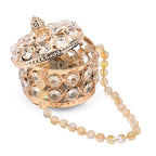 Round Crystal Studded Trinket  Box - Rose Gold_7632644
