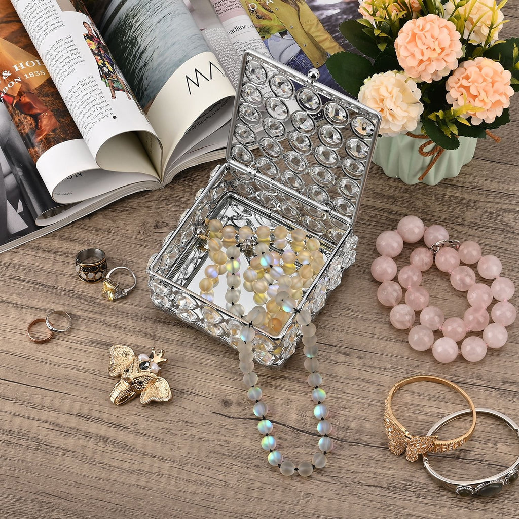 Square Crystal Studded Trinket Box (Size 10x10x9 cm) - Silver_7632679_1