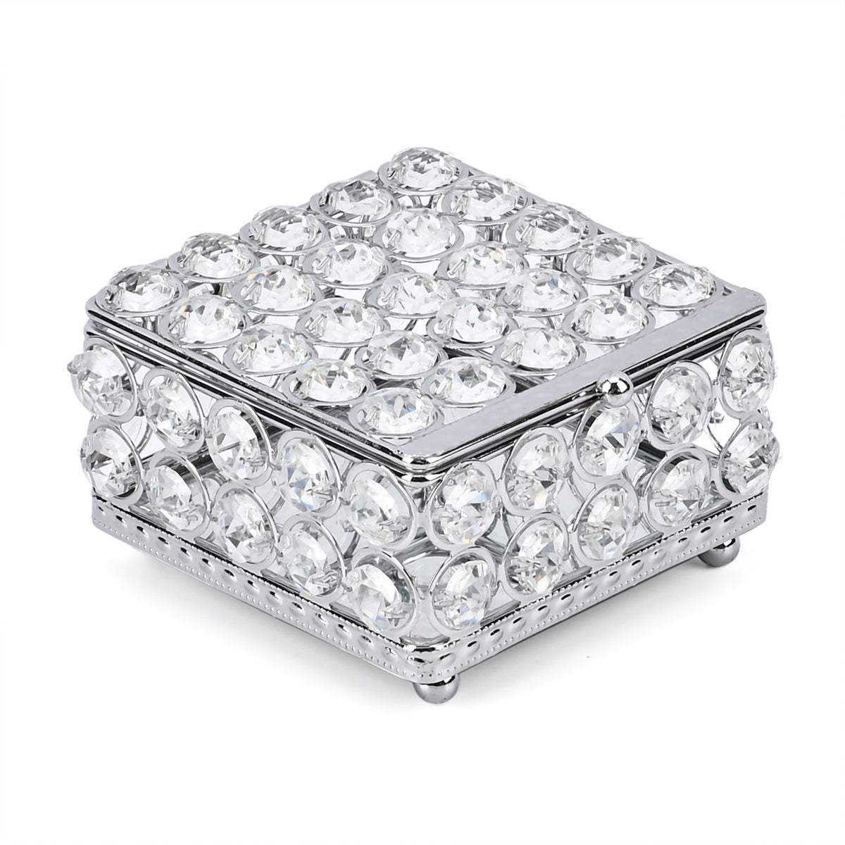 Square Crystal Studded Trinket Box (Size 10x10x9 cm) - Silver 7632679 3