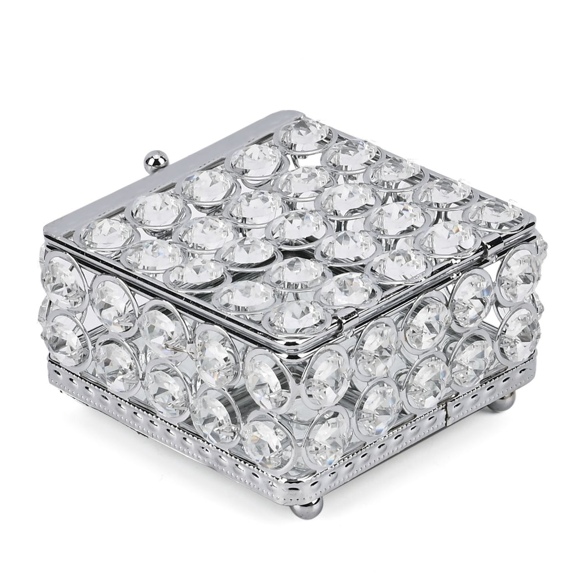 Square Crystal Studded Trinket Box (Size 10x10x9 cm) - Silver 7632679 4