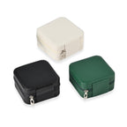 Set of 3 Jewellery Box with Soft Velvet Interior & 3 Hooks (Size 10x10x5 cm) - Black, White & Green_7632745_3