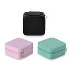 Total Vision - Set of 3 Leatherette Jewellery Box With Soft Velvet Interior & 3 Hooks (Size 10x10x5 cm) - Pink, Mint Green & Black_7632754_2