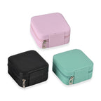 Total Vision - Set of 3 Leatherette Jewellery Box With Soft Velvet Interior & 3 Hooks (Size 10x10x5 cm) - Pink, Mint Green & Black_7632754_3