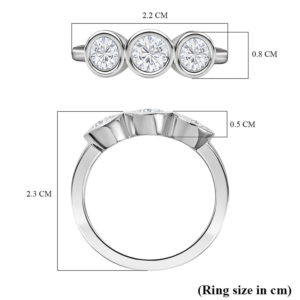 9K White Gold Moissanite 3 Stone Ring 1.28 Ct._7632989_5