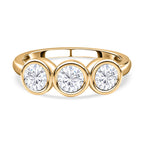 9K Yellow Gold Moissanite Trilogy Ring 1.31 Ct._7633006