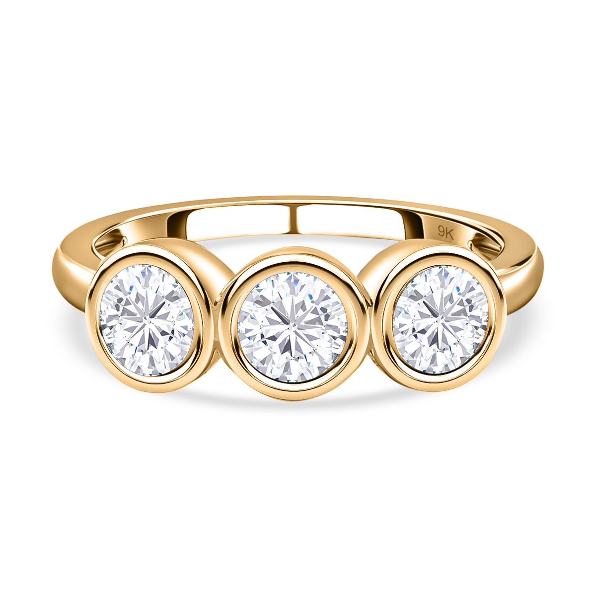 1.3 Ct. Moissanite Trilogy Ring in 9K Gold 7633006 0