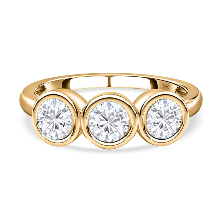 1.3 Ct. Moissanite Trilogy Ring in 9K Gold 7633006 1