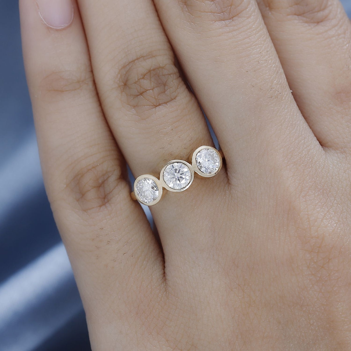 1.3 Ct. Moissanite Trilogy Ring in 9K Gold 7633006 2