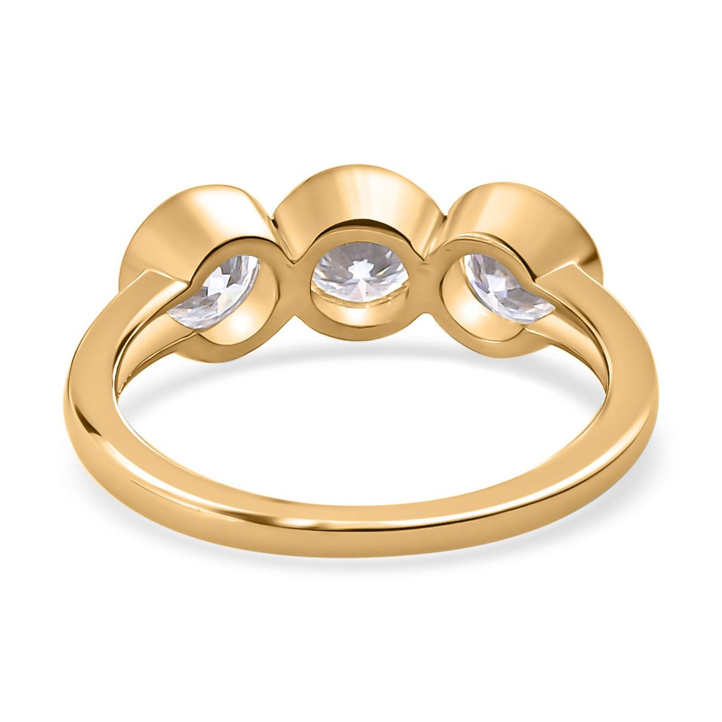 9K Yellow Gold Moissanite Trilogy Ring 1.31 Ct._7633006_4